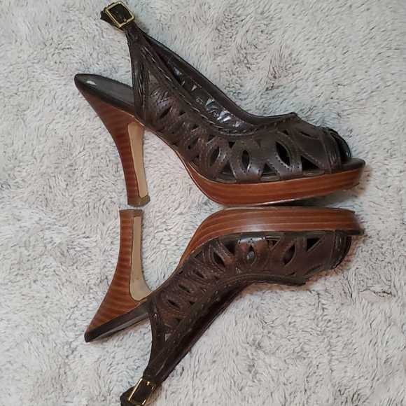 ANGELS 4 EVER Womens Faux Leather Cutout Braided Back Strap 4" Heels-VGUC-Sz 6.5 - Picture 7 of 15
